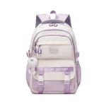Sac d&rsquo;école pour filles 712 ans sac à dos violet design moderne compartments multiples sangles ajustables accessoires inclus qualité nylon durable