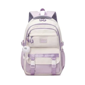 Sac d&rsquo;école pour filles 712 ans sac à dos violet design moderne compartments multiples sangles ajustables accessoires inclus qualité nylon durable