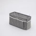 Sac de rangement en coton et lin suspendu panier mural multiusages design minimaliste couleur gris clair