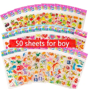 Stickers pour cahier 50 feuilles enfants dinosaures fruits Creative Fun haute qualité 安全 cadeau bébé garçon fille