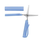 Ciseaux de jardinage pliants en acier inoxydable avec poignée ergonomique en plastique bleu gaine de protection outil multifonction pour coupe de plantes tiges et bricolage  bleu