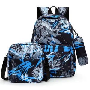 Sac à dos et petit sac transport pour enfants style moderne sportif design urbain polyester ajustables écolière voyage