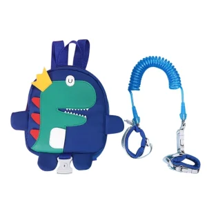 Sac à dos pour enfant avec laisse de sécurité design dinosaure matériaux synthétiques bretelles ajustables idéal pour sorties