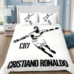 Parure de lit Cristiano Ronaldo housse de couette CR7 taies d&rsquo;oreiller décoration chambre garçon cadeau enfant adulte 140x200cm