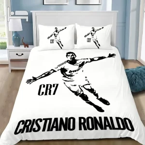 Parure de lit Cristiano Ronaldo housse de couette CR7 taies d&rsquo;oreiller décoration chambre garçon cadeau enfant adulte 140x200cm