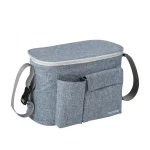 Sac isotherme poussette bébé organizer rangement bouteilles portage sécuritaire design denim blue