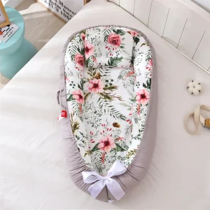 Bassinet portable pour bébé lit de sieste en coton floral doux respirant sécurisé portable