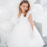Robe de princesse en tulle blanc et noir pour fille tenue de spectacle bébé anniversaire 46 ans AD006  white