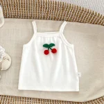 Débardeur bébé fille motif cerise vêtement summer bébé fille 13 ans tissu coton doux design ludique tenue confortable pour enfant
