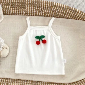 Débardeur bébé fille motif cerise vêtement summer bébé fille 13 ans tissu coton doux design ludique tenue confortable pour enfant Débardeur bébé fille motif cerise vêtement summer bébé fille 13 ans tissu coton doux design ludique tenue confortable pour enfant