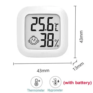 Thermomètre hygromètre numérique LCD pour bébé chambre maison surveillance température humidité design moderne compact batterie incluse blanc pour enfant sécurité confort Thermomètre hygromètre numérique LCD pour bébé chambre maison surveillance température humidité design moderne compact batterie incluse blanc pour enfant sécurité confort