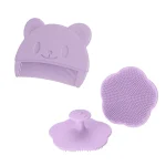 Set de soins capillaires pour bébé peigne doux et brosse en silicone accessoires de toilette pour enfant soin du cuir chevelu 2 pièces violet pastel