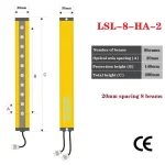 Capteur de sécurité optique 8 faisceaux jaune haute visibilité protection industrielle détecteur de présence robuste certification CE