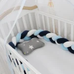 Tour de lit bébé en coton tressé protecteur de berceau coussin étoile décoration chambre bébé Navy Blue & White 036 mois