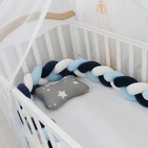 Tour de lit bébé en coton tressé protecteur de berceau coussin étoile décoration chambre bébé Navy Blue & White 036 mois Tour de lit bébé en coton tressé protecteur de berceau coussin étoile décoration chambre bébé Navy Blue & White 036 mois