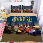 Ensemble de literie pour enfant Disney Red Lightning Mc Queen housse de couette et taies d&rsquo;oreiller motifs de voitures design coloré chambre d&rsquo;enfant sécuritaire et confortable