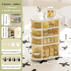 Organisateur de stockage pliant pour bébé chariot auxiliaire à roulettes étagères transparentes rangement multicouches portable durable bébé 03 ans