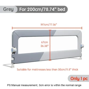 Barrière de lit bébé 200cm sans vis protecteur de lit en plastique sécurité enfant design moderne facile à installer 197x67cm Barrière de lit bébé 200cm sans vis protecteur de lit en plastique sécurité enfant design moderne facile à installer 197x67cm