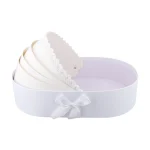 Boîte à souvenirs bébé design dentelle nœud satin mariage baby shower cadeau anniversaire stockage vêtements accessoires bébé élégant portable