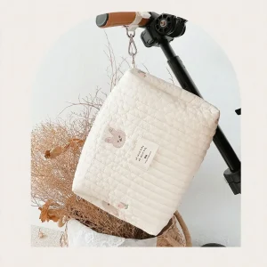 Sac à langer portable pour poussette caddie matelassé bébé organisateur brodé sacs pour maman accessoires bébés sac de rangement  1 Hook Bunny