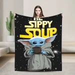 Couverture bébé Yoda Star Wars flanelle étoilée rectangulaire portable antiboulochage 100% polyester usage maison voyage