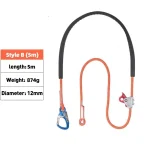 Longe de sécurité 5m 12mm escalade grimpe construction aluminium nylon orange noir