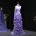 Robe de soirée longue pour filles floral sans manches décolleté sweetheart occasion spéciale mariage coloris lilas
