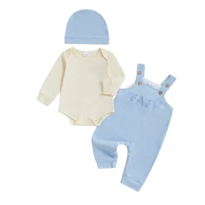 Ensemble vêtements automne bébé garçon body longues manches salopette ajustable bonnet en coton doux look moderne bébé 012 mois