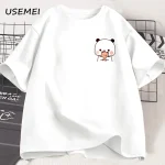 Tshirt panda Bubu Dudu design mignon pour maman papa porté quotidien coton respirant manches courtes style décontracté cadeau enfant