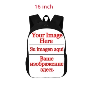 Personnalisez votre Logo/Image/nom sac à dos enfants sacs d&rsquo;école garçons filles noir sac de maternelle enfants Bookbag cadeau – 16 inch