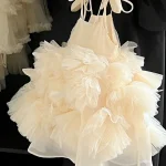 Robe d&rsquo;été pour fille style européen et américain maille douce longueur genou robe de princesse anniversaire bébé fille 46 ans 2025