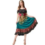 Robe gitano paillettes enfant fille style bohème fêtes costumes Halloween danse gitane robe de princesse accessoires inclus