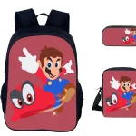 Ensemble sac à dos Super Mario 3 pièces pour enfants retour à l&rsquo;école sac décontracté  bandoulière  trousse fille garçon