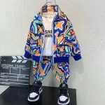 Ensemble vêtements décontractés bébé garçon 46 ans mode printempsautomne 2024 veste pantalon 2 pièces confortable qualité supérieure sécurité