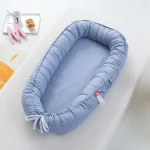 Nid de couchage amovible bébé bassinet portable matelas de sécurité lit dans le lit berceau Moses tissu doux bleu pastel 01 ans