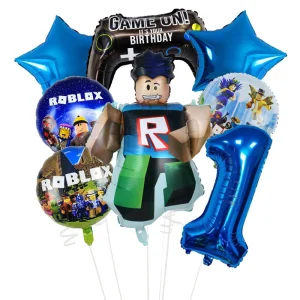 Ensemble de ballons Roblox personnalisés pour anniversaire enfant décoration festive avec logo Roblox étoiles et personnages 8 pièces en aluminium Ensemble de ballons Roblox personnalisés pour anniversaire enfant décoration festive avec logo Roblox étoiles et personnages 8 pièces en aluminium