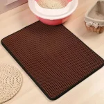 Tapis de litière pour chat double couche imperméable antidérapant sable lavable tapis de lit propre pour animaux de compagnie coffee