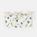 Rideau floral en coton pour barre à rideau décoration intérieure romantique motif fleuri bleu jaune et vert 3 liens en tissu facile à suspendre usage domestique