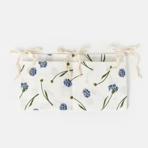 Rideau floral en coton pour barre à rideau décoration intérieure romantique motif fleuri bleu jaune et vert 3 liens en tissu facile à suspendre usage domestique
