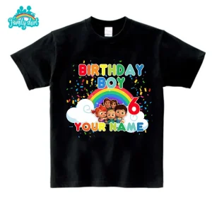 Tshirt enfant coton imprimé arcenciel design coloré fête anniversaire casual tenue look familial qualité supérieure durabilité