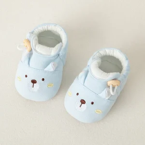Chaussons bébé fille garçon chaussons intérieur chauds style ours brodé semelle douce antidérapante bébé 012 mois bleu pastel