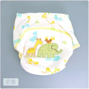 Couche en tissu réutilisable pour bébé potty training enfant culotte absorbante unisexe en coton motifs animaux éléphant girafe Couche en tissu réutilisable pour bébé potty training enfant culotte absorbante unisexe en coton motifs animaux éléphant girafe