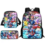 Sac à dos Pikachu enfant sacoche trousse 3 pièces motifs colorés polyester cadeau anniversaire usage scolaire