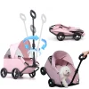 poussette pour animaux de compagnie pliable à 4 roues respirante 360 ° poignée rotative voyage chien landau poignée rétractable grande capacité chariot pour animaux de compagnie chats