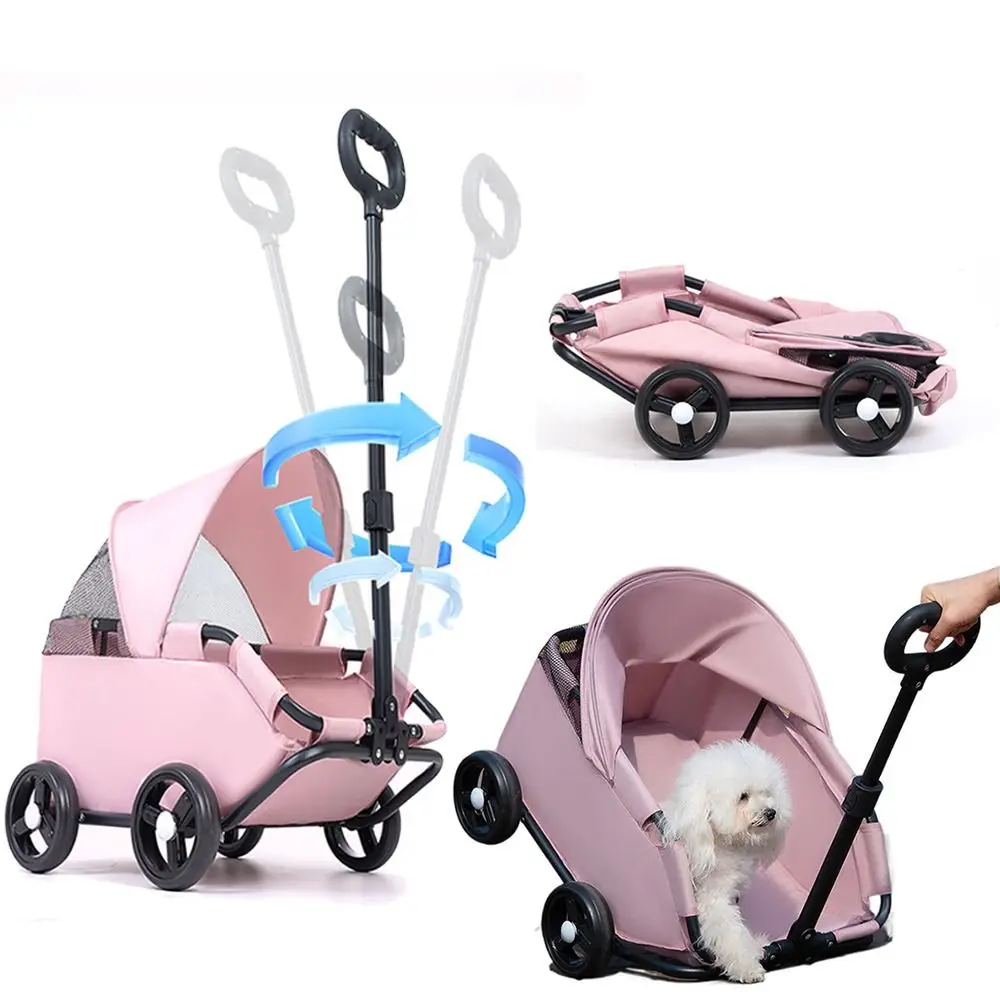 poussette pour animaux de compagnie pliable à 4 roues respirante 360 ° poignée rotative voyage chien landau poignée rétractable grande capacité chariot pour animaux de compagnie chats poussette pour animaux de compagnie pliable à 4 roues respirante 360 ° poignée rotative voyage chien landau poignée rétractable grande capacité chariot pour animaux de compagnie chats