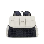 Sac maman épaule unique multifonctionnel sangles amovibles grande capacité style moderne matériau synthétique bleu marine blanc