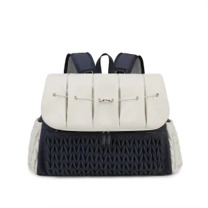 Sac maman épaule unique multifonctionnel sangles amovibles grande capacité style moderne matériau synthétique bleu marine blanc