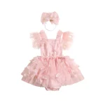 Robe tulle barboteuse bébé fille occasion spéciale robe tutu motifs papillons tissu doux accessoires inclut