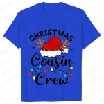 Tenues assorties pour la famille de Noël, chapeau de père Noël, chemise d&rsquo;équipage de cousin de Noël, Économie à manches courtes, Économie Cousin, Y – X240821-1-11