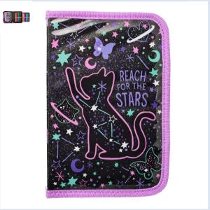 Trousse école chat étoiles Reach for the Stars trousse scolaire étui fourretout élèves primaire collège design ludique imperméable